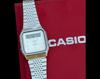 RARE Vintage Casio AT-552 Touchscreen Calculator Watch: 1980s Ana-Digi Collectible
