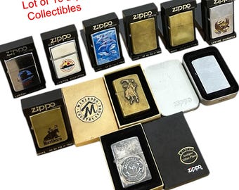10  Pcs. Lot Zippo Vintage  Silver Plate camel . Collectible Original boxed, Solid Bras, Cowboy, Usa, Bradford