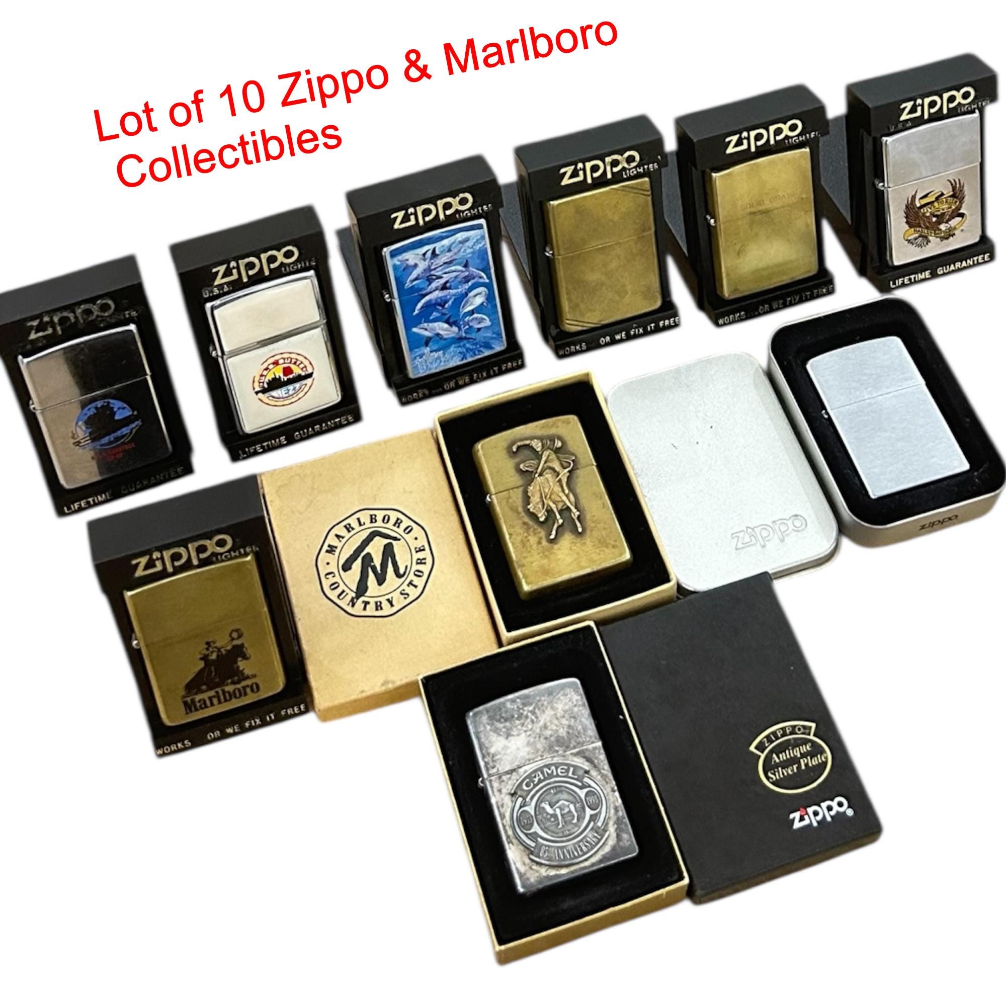 10 Pcs. Lot Zippo Vintage Silver Plate Camel . Collectible
