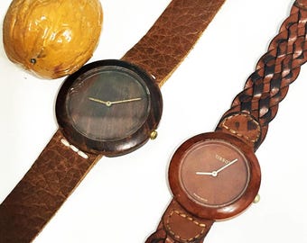 2 pc Set Tissot Genuine Wood Wch RETRO /W150 Ladies W151 Man Watch/ Vintage Rare / Very good condition/ Swiss MAde/Very special SET 1990S
