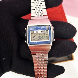Rare Seiko Lc Chronograph / A128-5000 / 1978 Seiko 12kt Silver Color A128 Series/ Silver Toner Watch/ The light is work