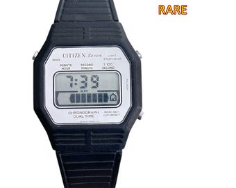 ULTRA Rare Vintage Citizen SEVEN Chronograph Dual Time   LCD Watch 4-082664-q Gn-4S Japan