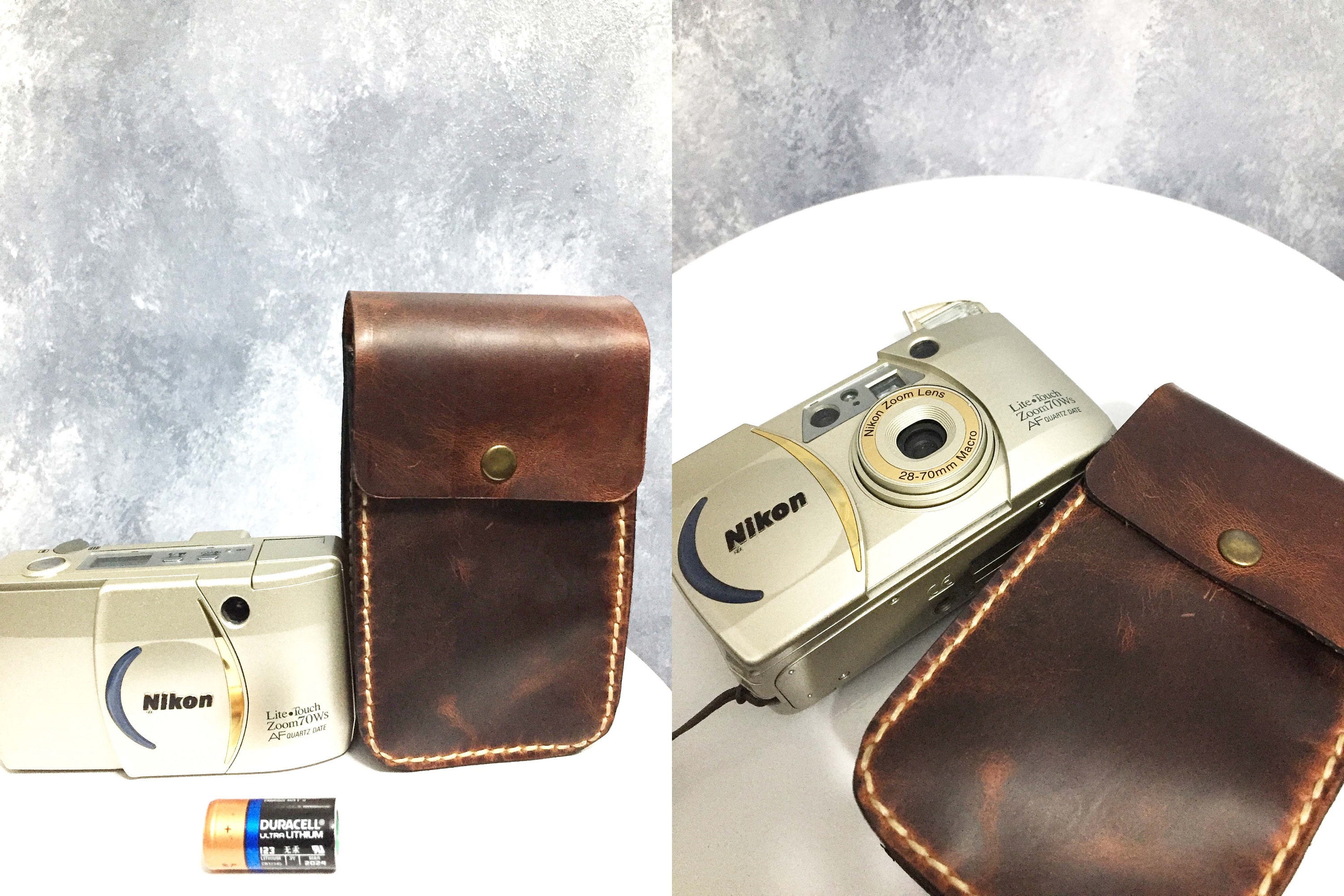 Vintage Nikon Lite Touch Zoom 70ws/ Handmade Leather Case/nikon