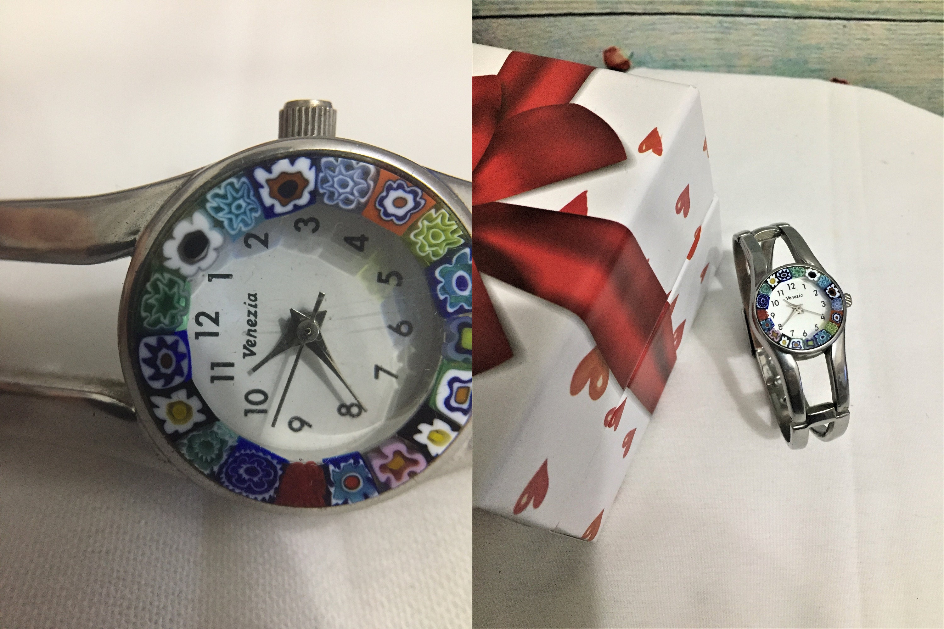 Guy Gossard Antica Murrina Rialto Veneziana Murano Glass Inlaid Lady Watch Venice Murano Art & Glass Gold Plated Ladies Pink Leather  main image 2