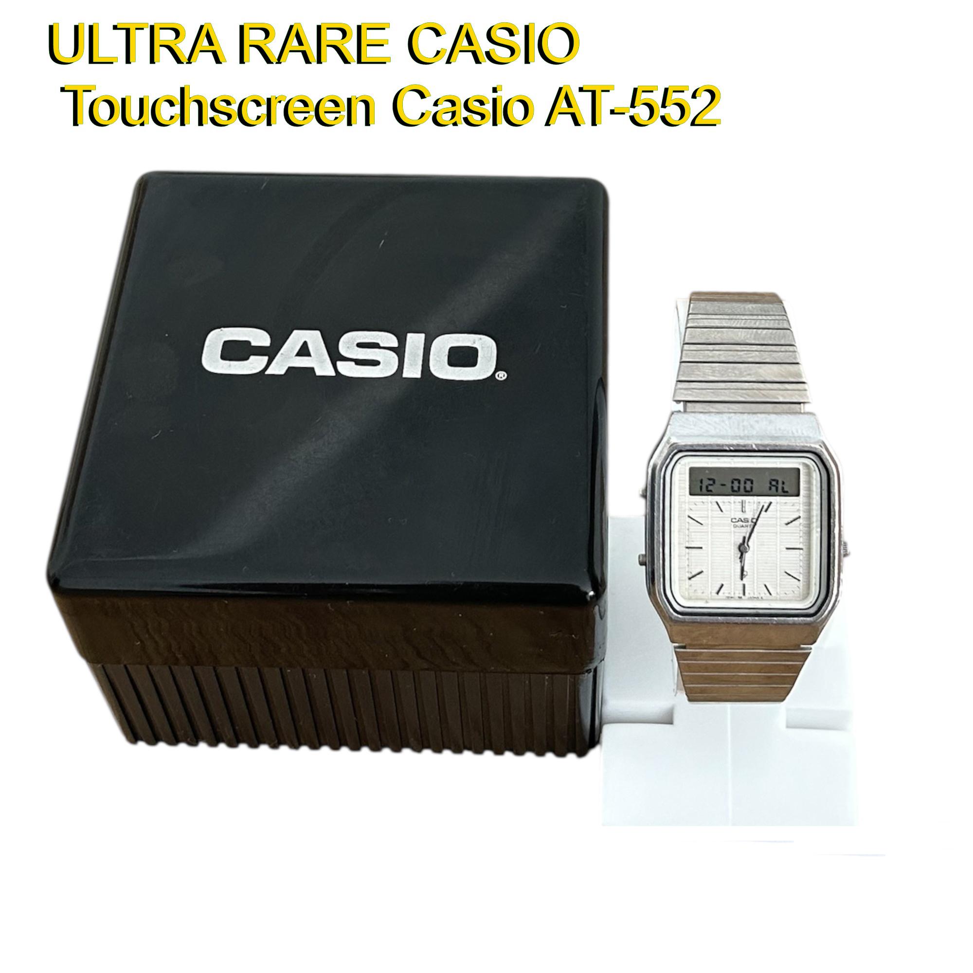 Vintage Casio AT-552 Touchscreen Calculator Watch: 1980s Ana-digi