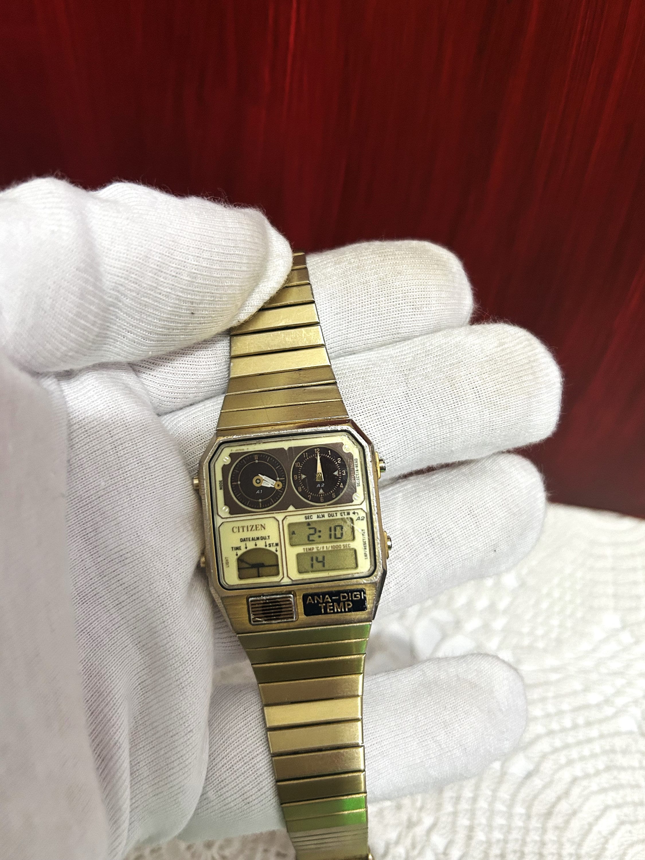 Vintage Citizen Ana-digi TEMP 8982-085027 Ta Wrist Watch/ GN