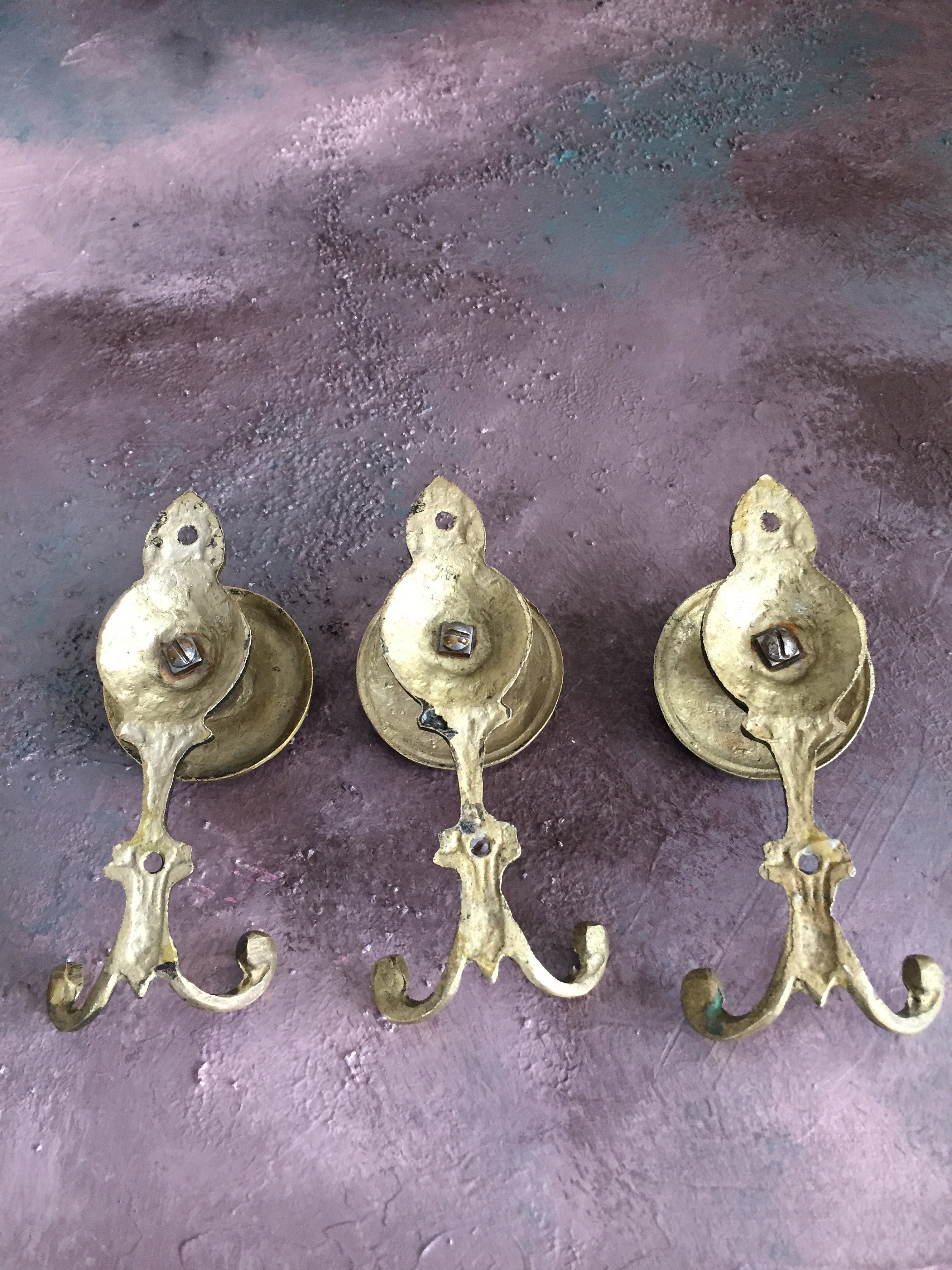 Gancio Da Parete In Ottone Vittoriano Per Cappello, Cappotto - Foto 2