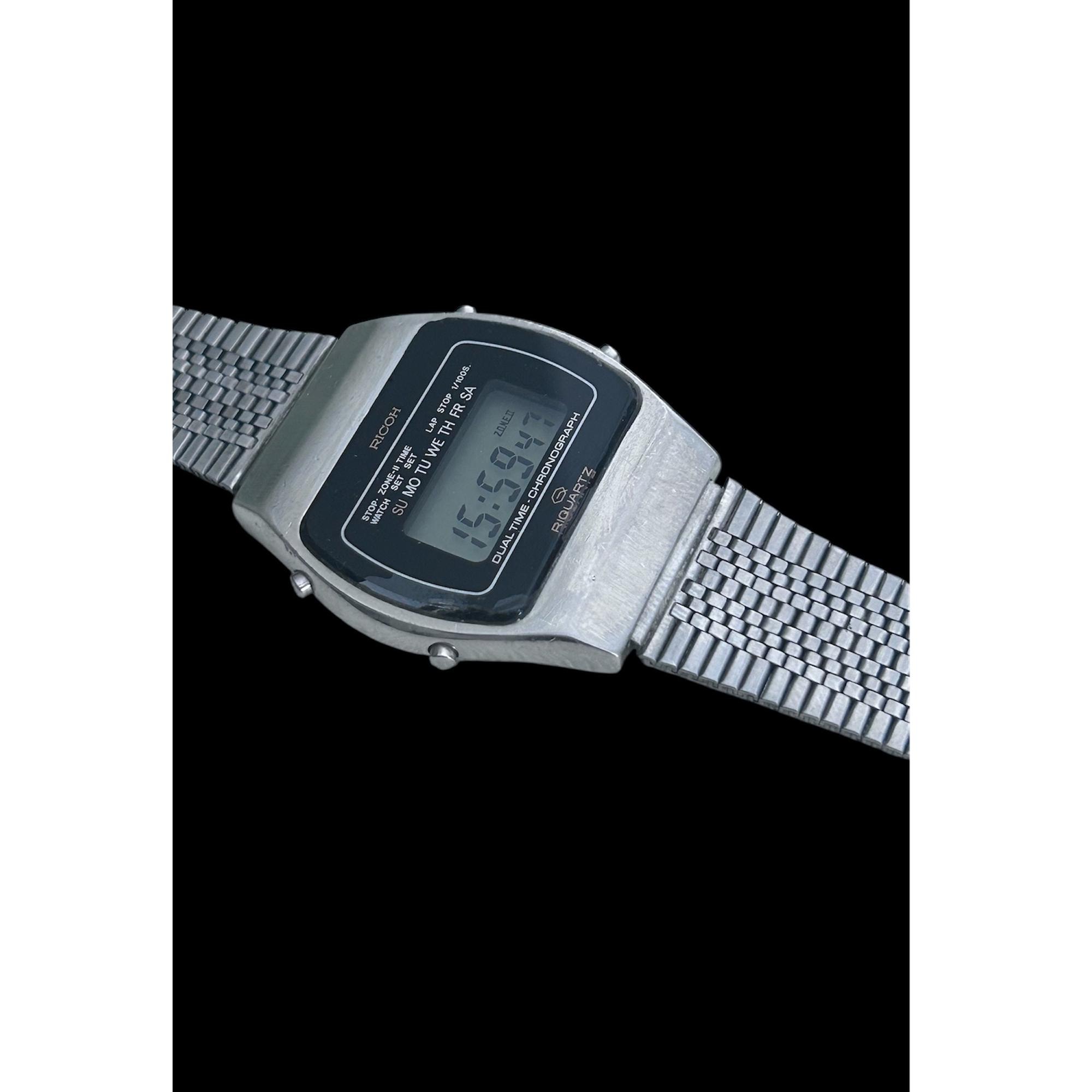 Rare Vintage Ricoh Riquartz Watch Digital LCD QUARTZ Working 1980s