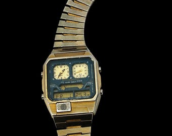 RARE Vintage CITIZEN Ana-digi Temp Blue Dial 8984-086465 Wrist/ GN