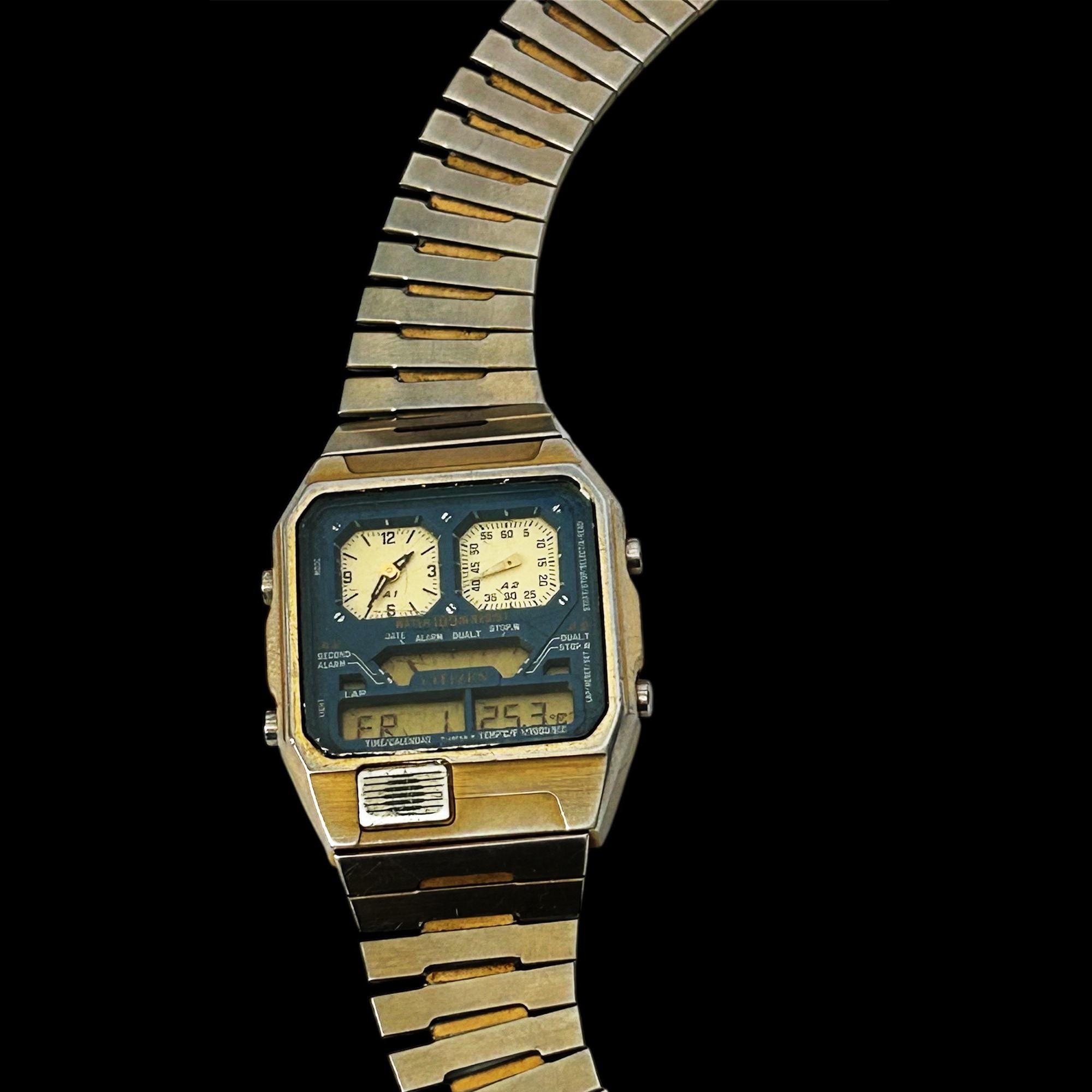 RARE Vintage CITIZEN Ana-digi Temp Blue Dial 8984-086465