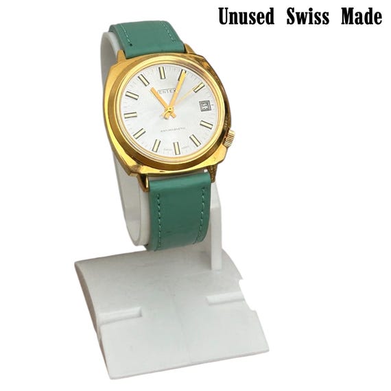 Unused Vintage Ventex Watch: Swiss Made Mechanical Wind-up, Green