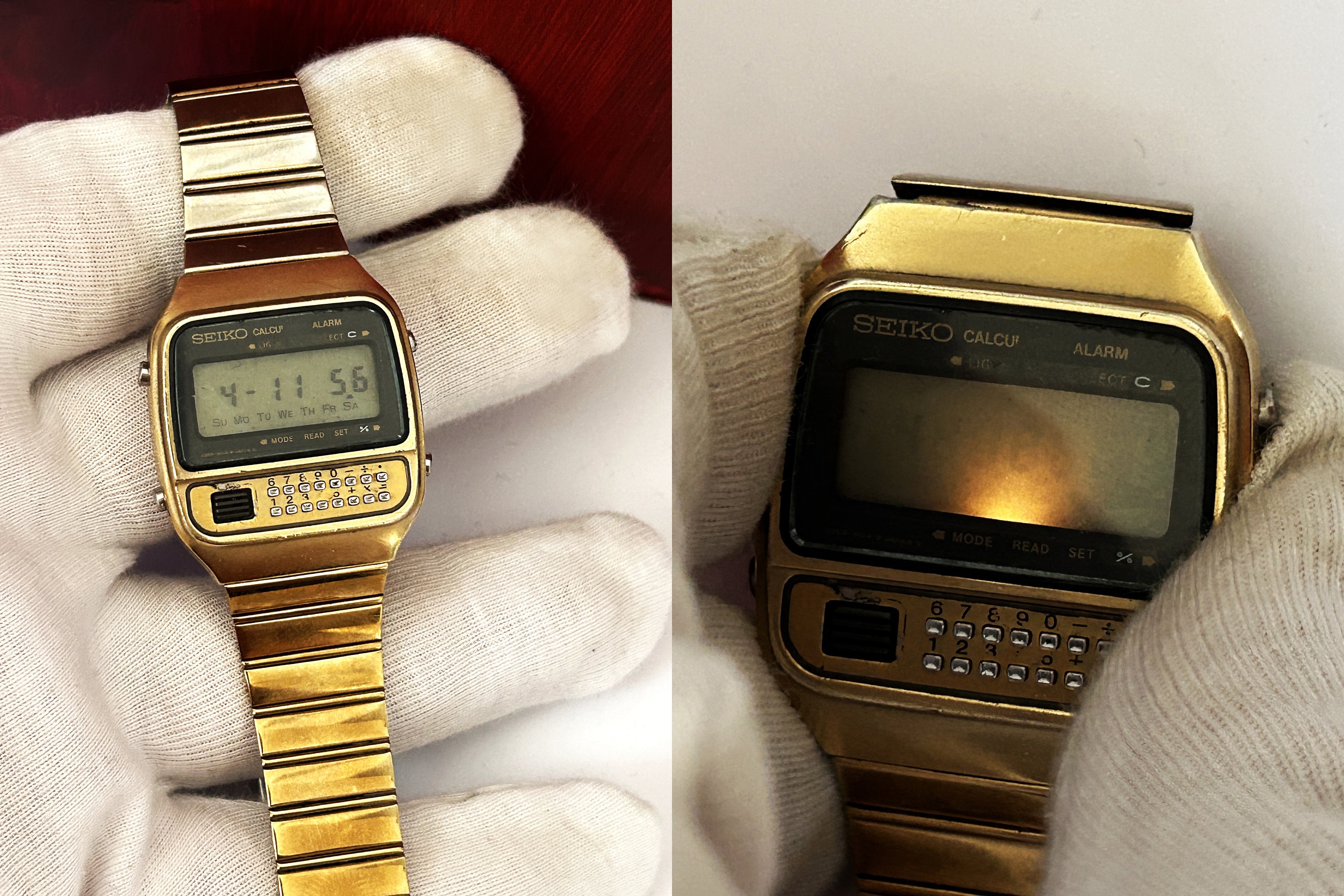 RARE Gold Color Seiko C359-5000 Calculator Chrono-alarm