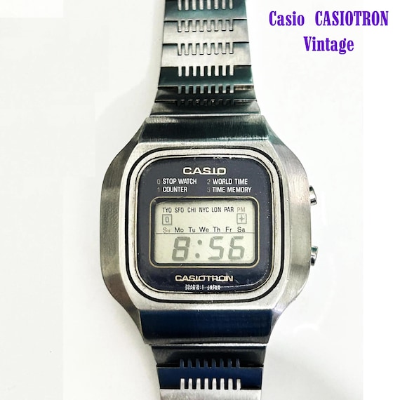 Casio Casiotron S-14/ Watch Mens Digital LCD World Time/ 1970s