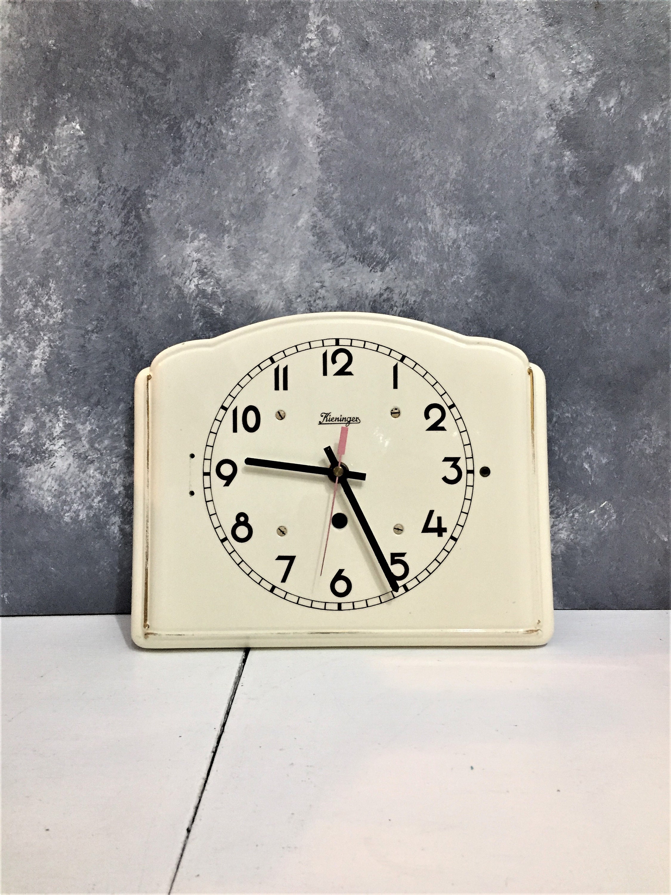 German KIENINGER Wall Clock Ceramic Modernism Mid Century Art Deco