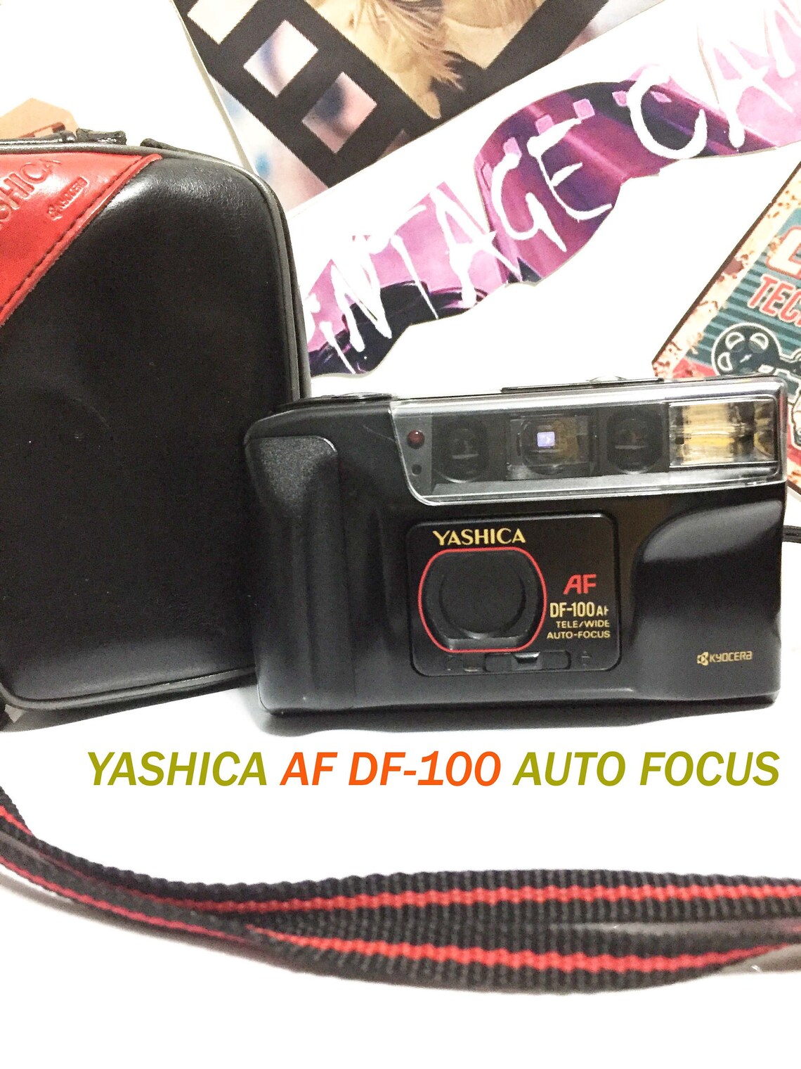 Vintage Yashica AF DF-100 AF Kyocera /Wide Double Focus Point / Wide Double Focus Point /Vintage Camera/ Compact camera/Original case, foto 2 di 5