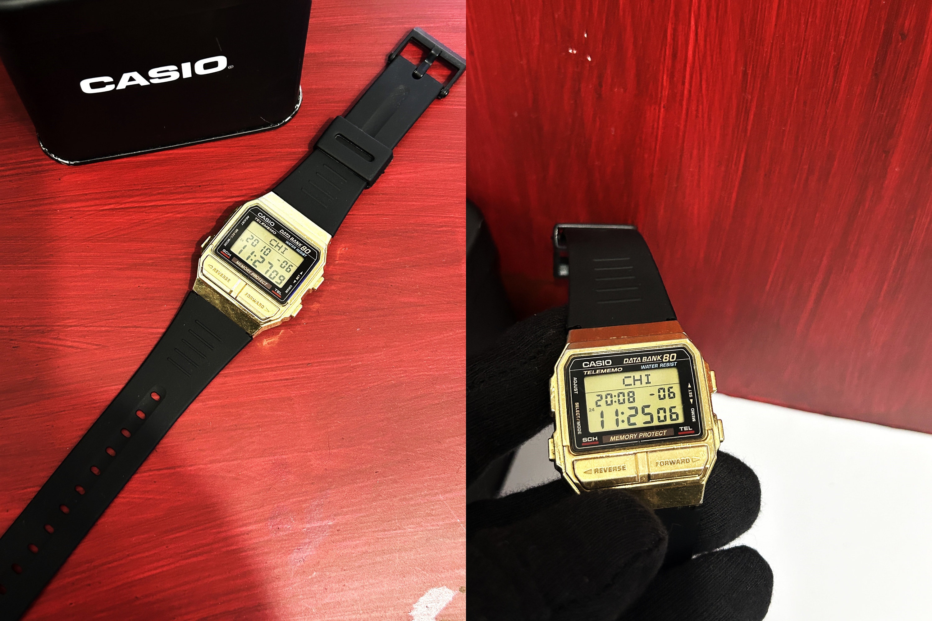 Rare Vintage Casio - DB-800 Gold Color Case Data Bank 1485 80 
