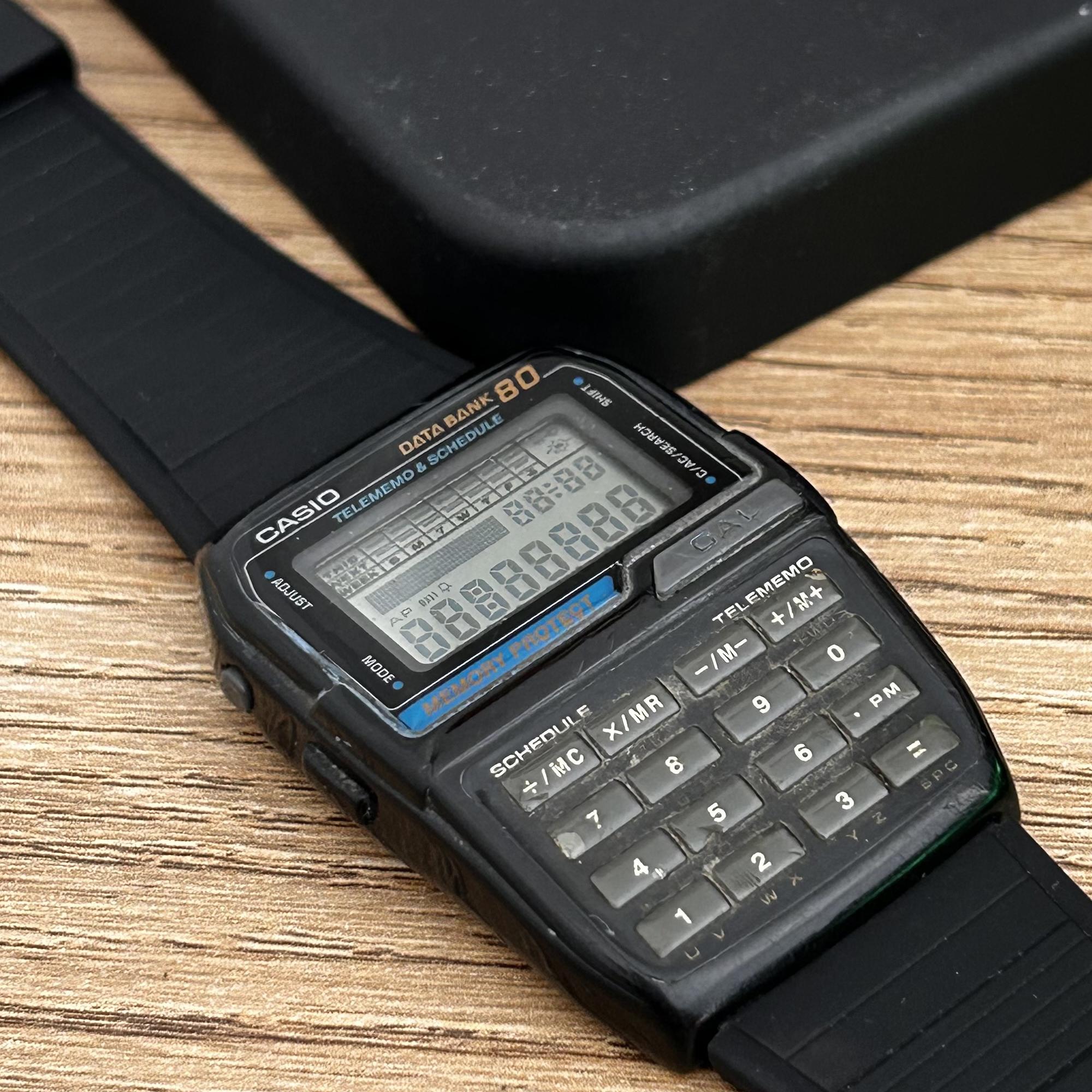 RARE Vintage Casio DBC-80 Databank World Time Calculator Watch 