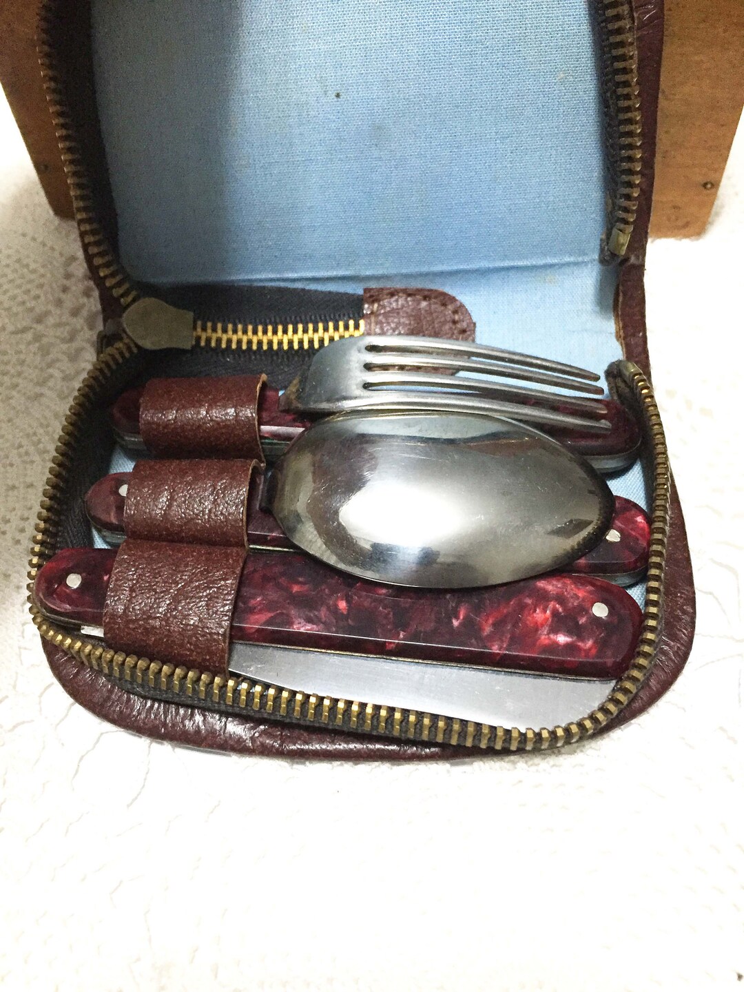 Vintage Camping Knife Fork Spoon / Set, Travel Set Forks and Knife