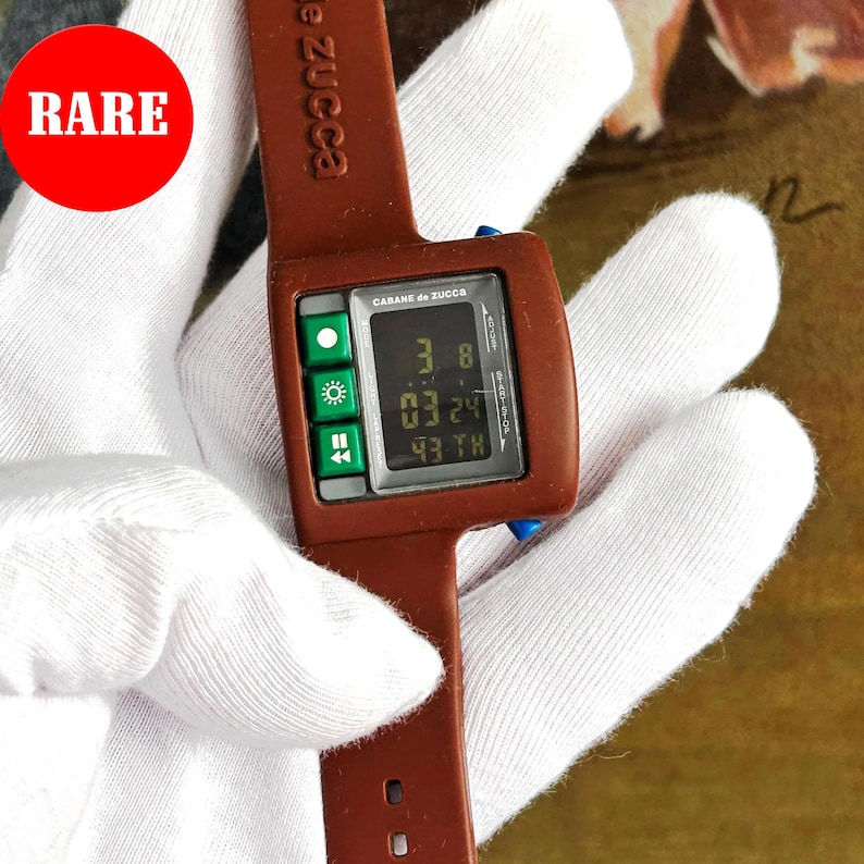 RARE Vintage Cabane de Zucca by SEIKO W621-4000 Digital Watch Chocolate Color 1990s