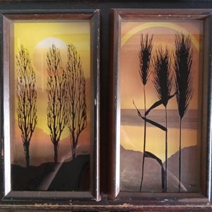 Pair Vintage Virgil Thrasher Art Work, Lucid Lines Shadow Box 655