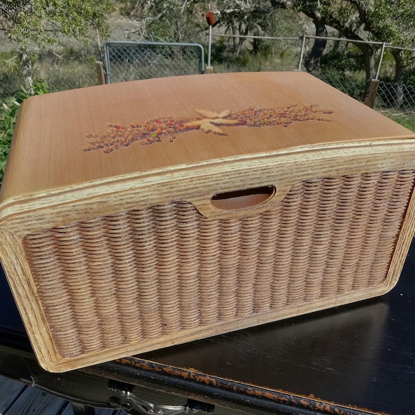 Vintage Bread Box in basketweave style