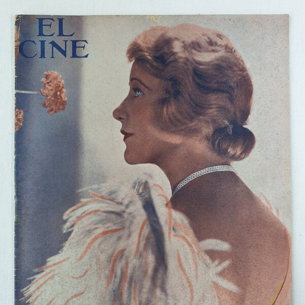 EL CINE Magazine Grace Moore August 1932 Spanish Cinema Film Movie Prop Art Deco Collage Vintage Fashion Flapper Ephemera