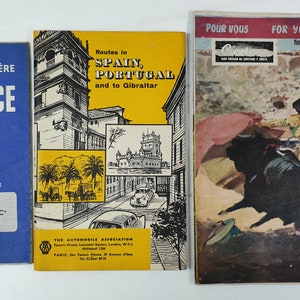 vintage Voyage Thème Papier Ephemera Bundle Cartes Livrets touristiques Espagne Portugal France Toro Rétro Midcentury Collage Art Journal Project