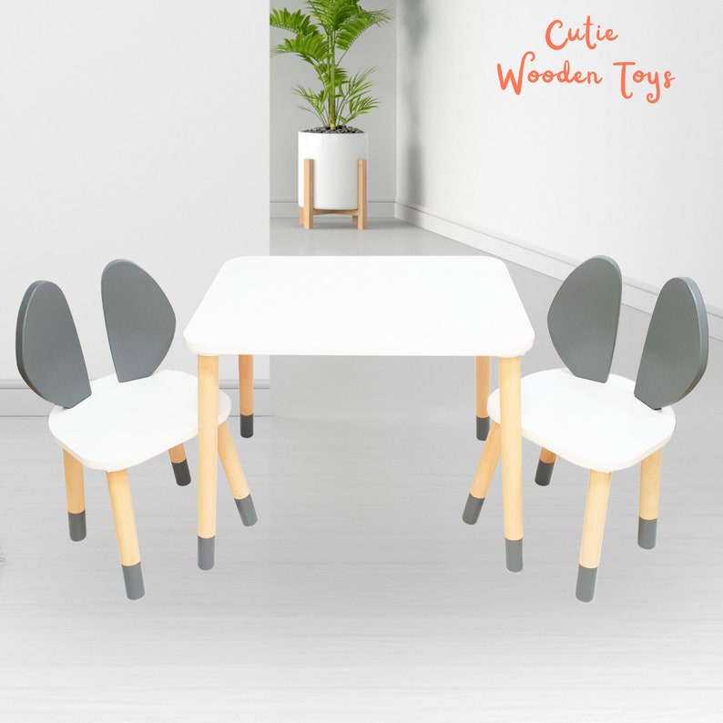 Montessori Table and Chair Wooden Kids Table and Chairs Set Etsy