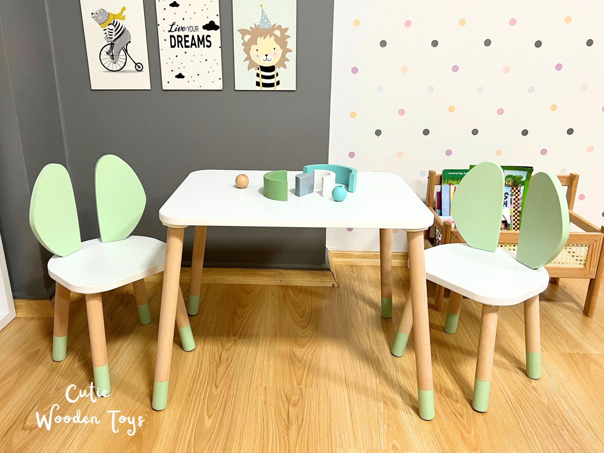 Montessori Table and Chair Wooden Kids Table and Chairs Set - Etsy