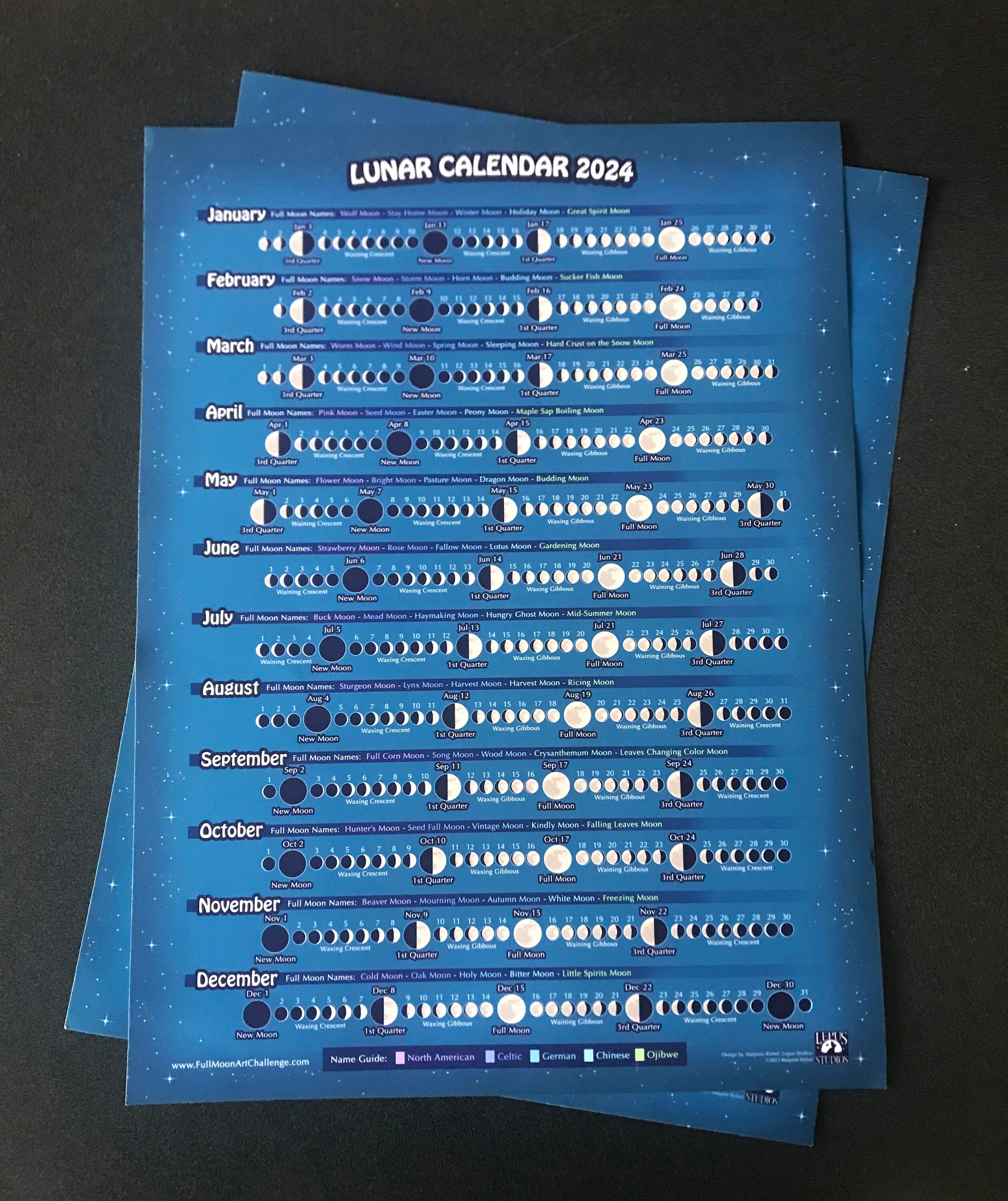 Lunar Calendar Poster 2024 Etsy