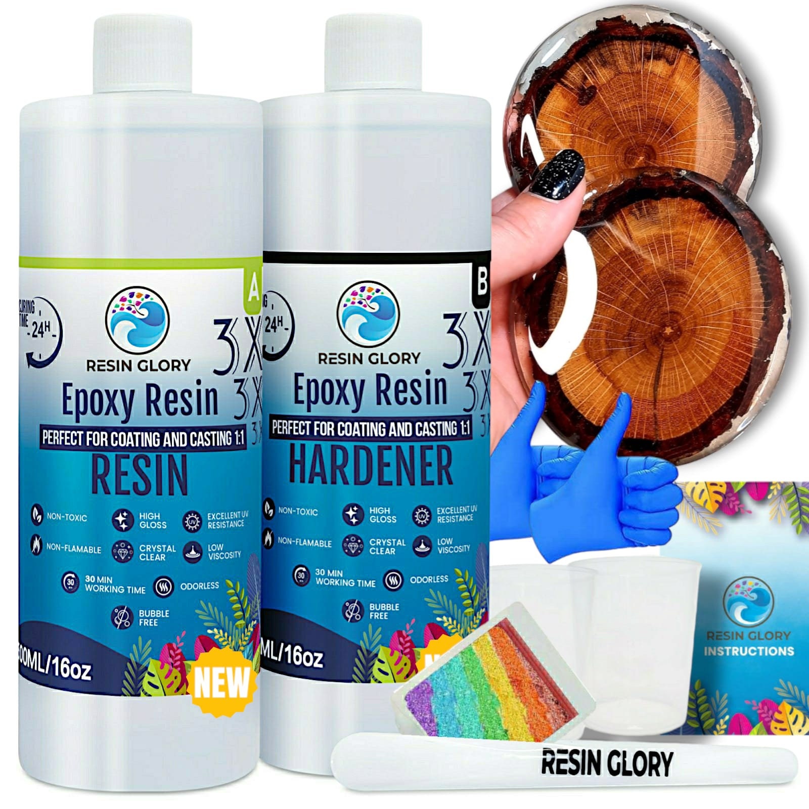 Eco Resin Kit Eco Pour Resin Art Casting Powder 3kg and Eco Resin