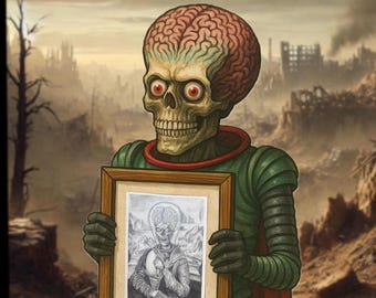 Martian Lisa Art Print: Dark Sci-Fi Pop Surrealism by Von Mac