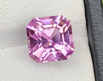 Natural Kunzite Gemstone, Pink Color, Ascher Cut ,Rings and Jewelry Size Loose Gemstone. 6.40 Carats.