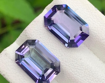 Par de piedras preciosas de tanzanita sin tratar: zoisita de corte esmeralda de 8,93 quilates