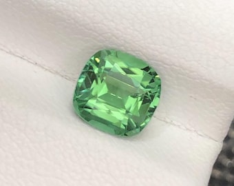 Mantis Green Tourmaline Gemstone: 1.725 Carat Cushion Cut Stone