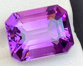 Emerald Cut Amethyst Gemstone: 14.20 Carats, February Birthstone