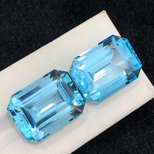 Calibrated Swiss Blue Topaz Pair, Natural Swiss Blue Topaz Pair, Earring Size Topaz Pair, November Birthstone Topaz - 72.20 Carat