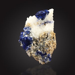 Natural Lazurite Specimen , Fine Ink Blue Color Lazurite Crystal With Golden Pyrite On Matrix , Natural Specimen 75 Gram