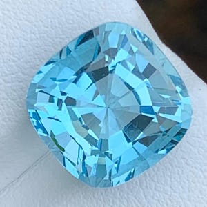 Sky Blue Aquamarine Gemstone, Cushion Cut No Heat Brazil Aquamarine, 8.31 Carat
