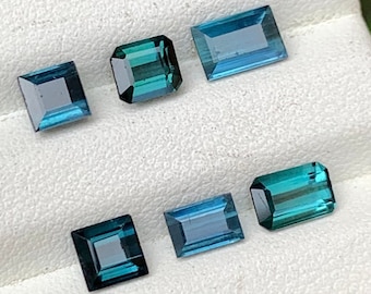 Ink Blue Tourmaline, Natural Ink Blue Tourmaline, Tourmaline Gemstones, Emerald & Baguette Cut, Jewelry Size Tourmaline, Loose Tourmaline