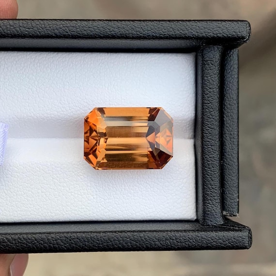 Emerald Cut Brown Topaz Gemstone: November Birthstone, 16.50 Carat