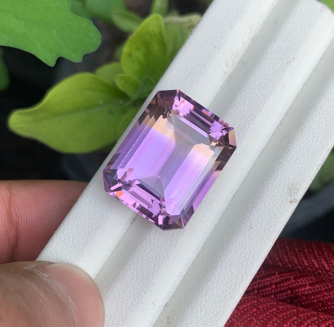 Amerite Color 26.90 Ct Natural Bi-color Ametrine Gemstone: Emerald Cut Loose Gem - Etsy