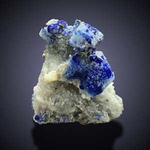 Natural Lazurite Specimen , Fine Ink Blue Color Lazurite Crystal With Golden Pyrite On Matrix , Natural Specimen 47 Gram