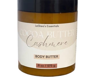 Cocoa Butter Cashmere Whipped Body Butter, Shea Butter, Mango Butter, Vitamin E Oil, Natural Skin Cream Moisturizer, Sensitive Skin Lotion
