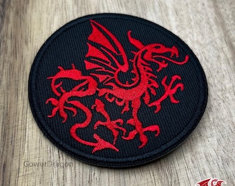 Celtic Gower Dragon Patch – Red Heraldic Iron-On/Sew-On Emblem (7cm)