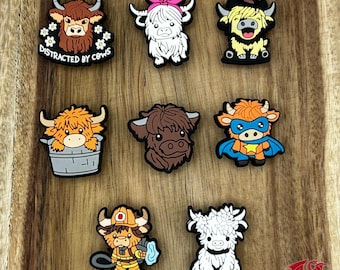 Highland Cow Croc Charm: Scottish Shoe Decor - Vinyl Suitable for Crocs