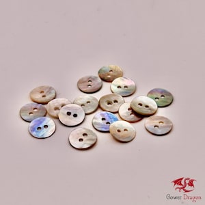 5 / 10 Shell - Mother of Pearl Buttons – 10mm Natural Iridescent Sewing Buttons for Clothing, Crafts & Knitting  NATURAL REAL SHELLS