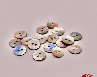 Bottoni in madreperla da 10 mm – Conchiglie naturali iridescenti, set da 5