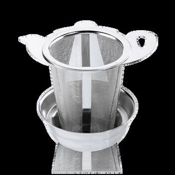 Strainer infuser for mug + drip tray