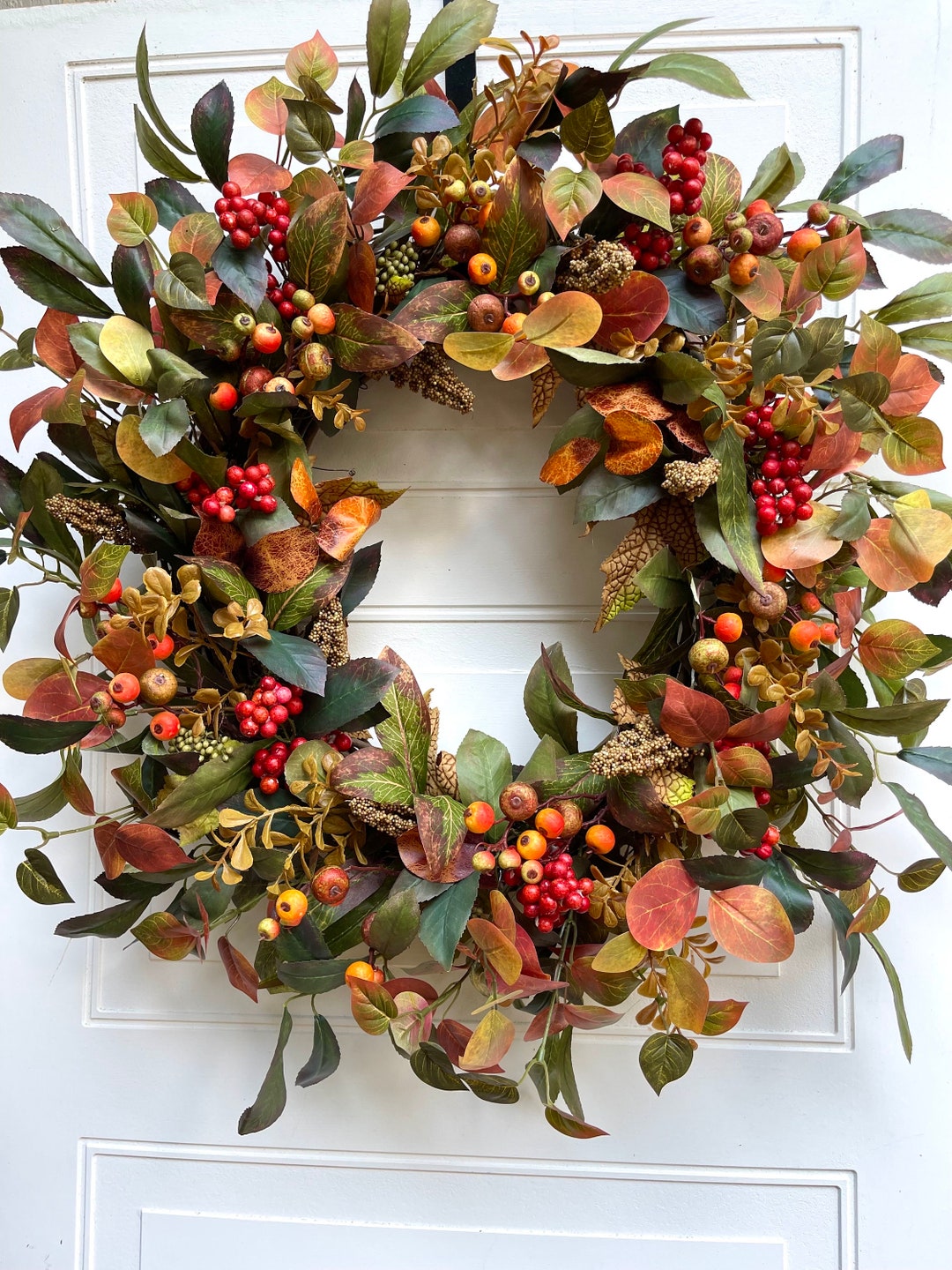 Autumn Wreath for Front Door, Fall Eucalyptus Wreath, Southern Wreaths ...